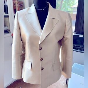 Tahari Cream Single-Breasted Tailored Blazer